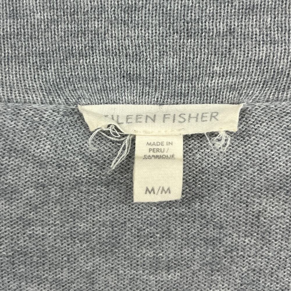 EILEEN FISHER Sweater M Organic Cotton Deep V-Neck Oversized Pullover Gray - Picture 5 of 11